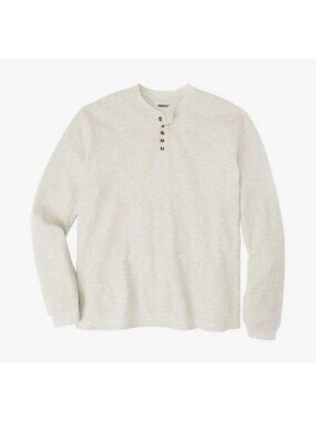 KINGSIZE Mens Waffle Knit Thermal Henley Tee Long Sleeve Shirt XL XLarge Oat New